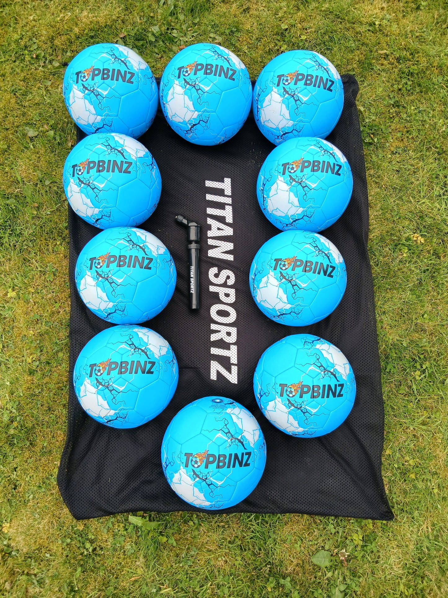 10 Top Binz Footballs - with Free Ball Carry Bag + Pump