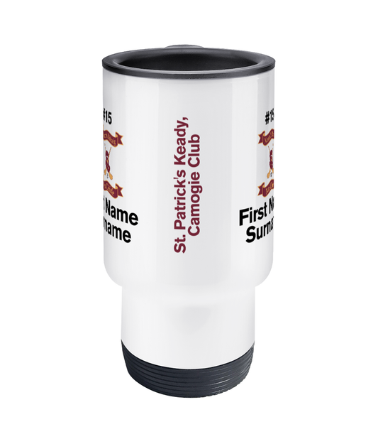 Personalised St. Patrick's Keady, Camogie Club Travel Coffee Mug