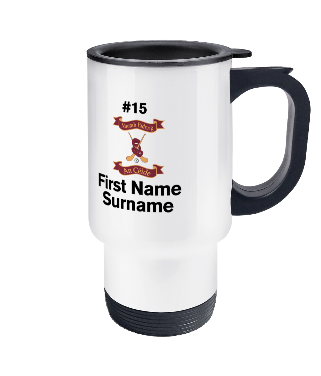 Personalised St. Patrick's Keady, Camogie Club Travel Coffee Mug