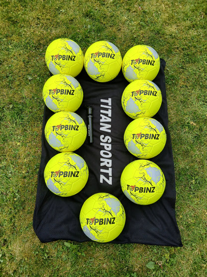 10 Top Binz Footballs - with Free Ball Carry Bag + Pump