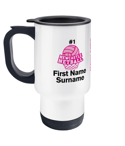 Personalised Newcastle Netball Club Travel Coffee Mug