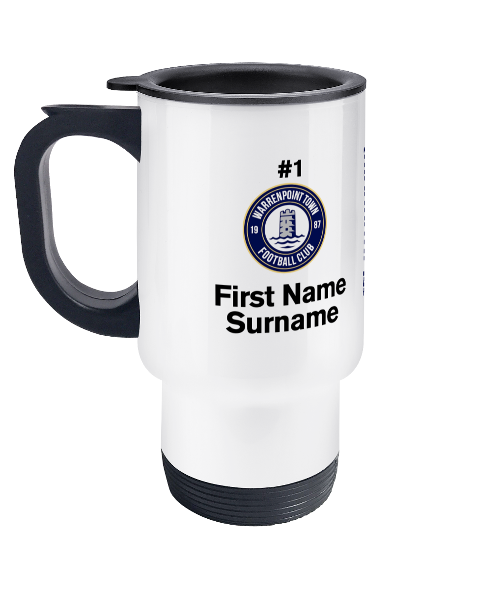 Personalised Warrenpoint Town FC Travel Coffee Mug