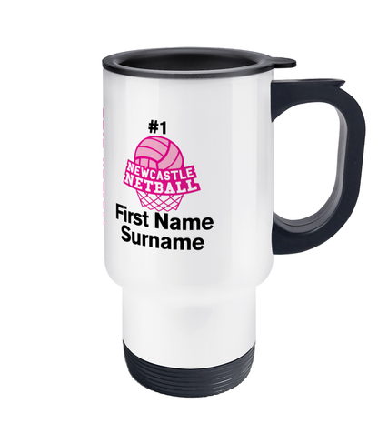 Personalised Newcastle Netball Club Travel Coffee Mug